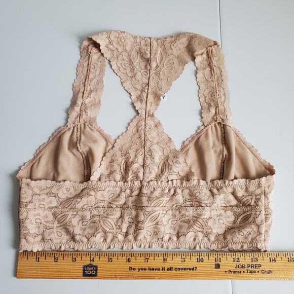 Free People Galloon Raceback Nude Lace Bralette L Lace Neutral Romantic Feminine - Picture 6 of 8